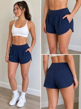 Lands End shorts 2P‎ Navy athleisure athletic gym workout exercise yoga